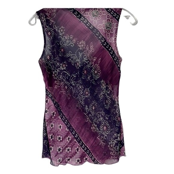 IZ Byer sleeveless sheer boho vibrant top Sz S - Picture 3 of 11